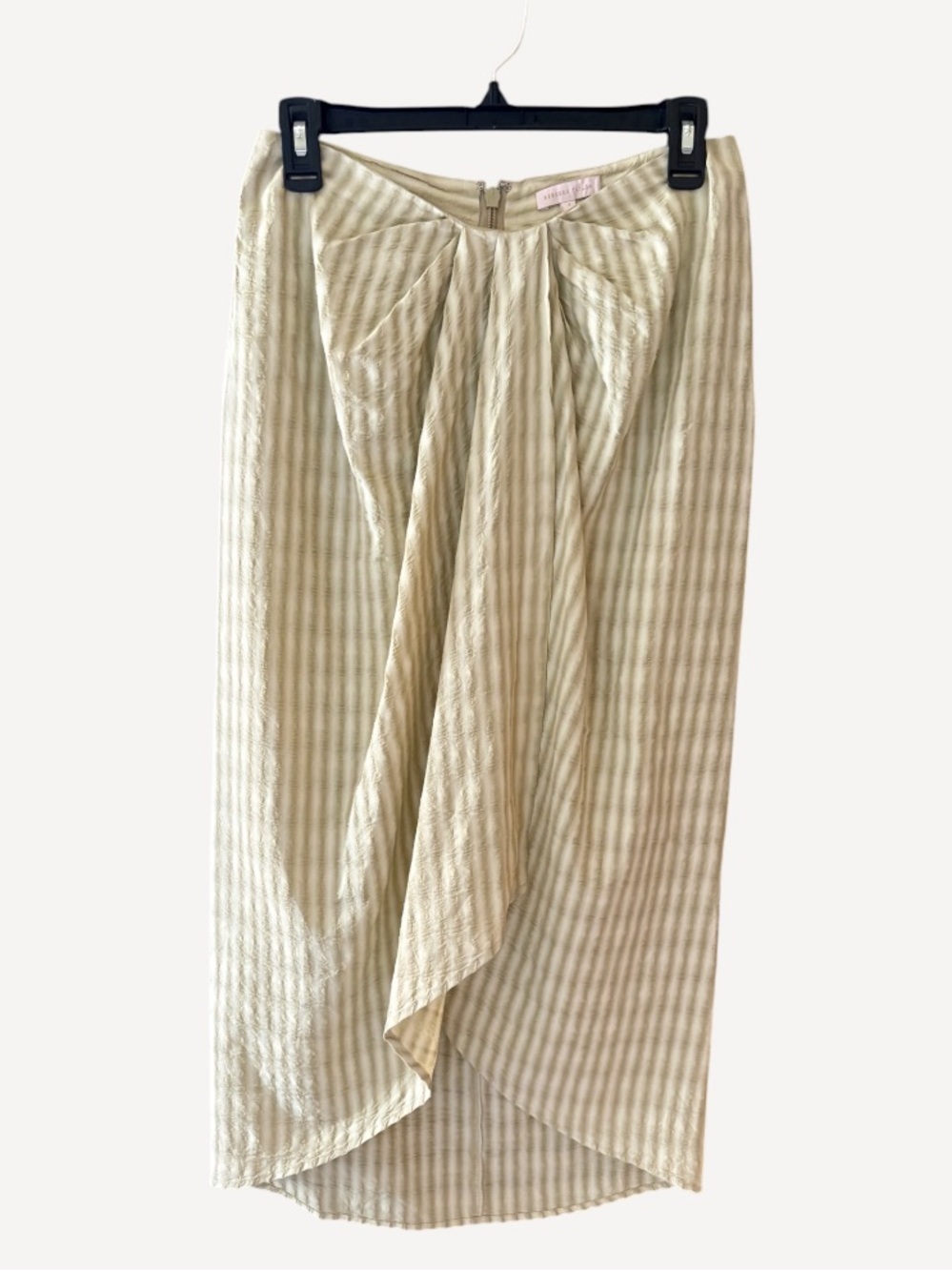 STUNNING Rebecca Taylor Striped Faux Wrap Skirt Size 4 Cream & ‘Lime’